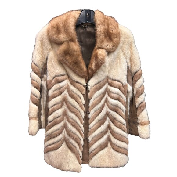 Vintage Ladies White & Brown Mink Fur Coat - Picture 1 of 2